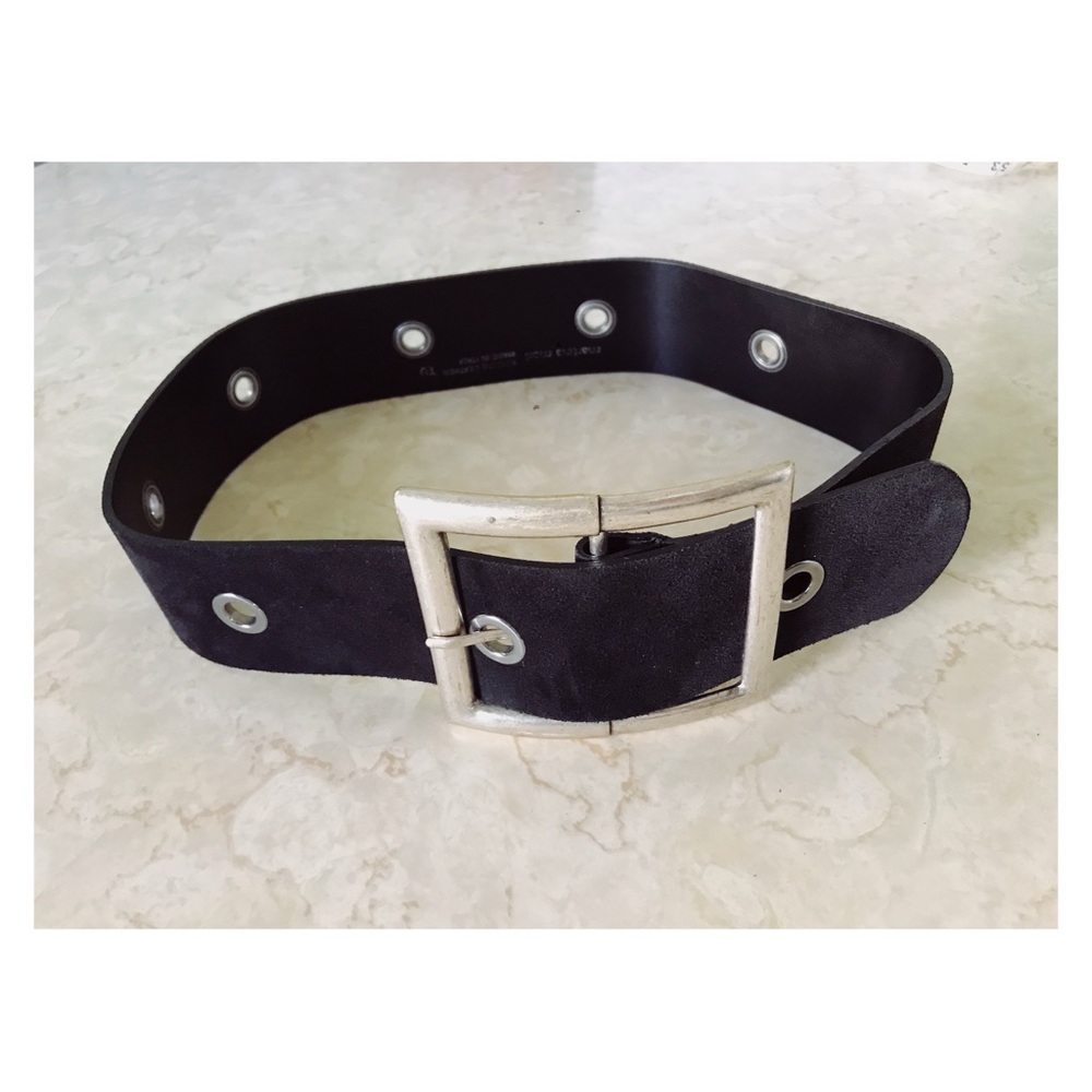 Martina Mori Black Suede Leather Waist Belt